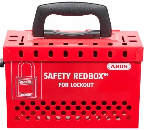 ABUS B835RED Safety Redbox Group Lockout Box with 12 padlock eyelets, Red, 00298 - Pkg Qty 2