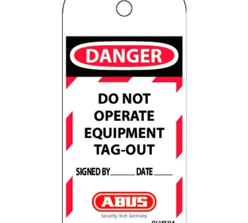 ABUS T100 Laminated Vinyl DO NOT OPERATE Safety Lockout Tag, 73004 - Pkg Qty 10
