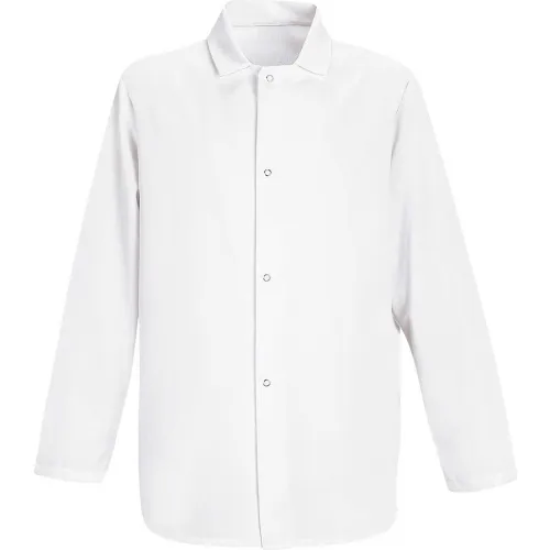 Red Kap® Gripper-Front Short Butcher Coat, White, Polyester/Cotton, M