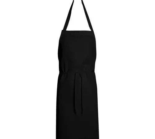 Chef Designs 1430BK3033, Unisex Mid Length Bib Apron, Black, 30" x 33"