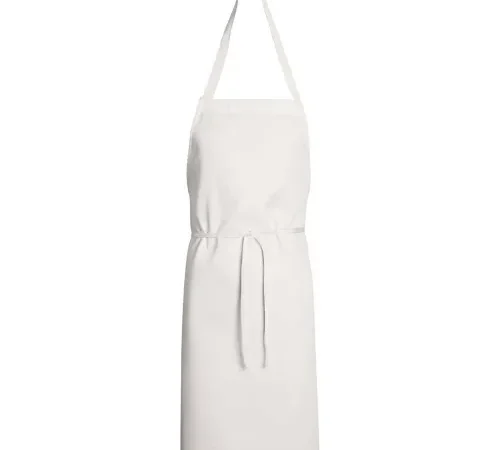 Chef Designs 1430WH3033, Unisex Mid Length Bib Apron, White, 30" x 33"
