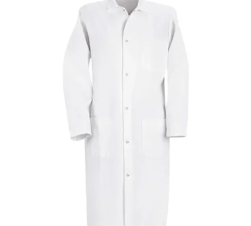 Red Kap® Gripper-Front Butcher Frock W/Inside Top Pocket, White, Polyester/Cotton Twill, 2XL