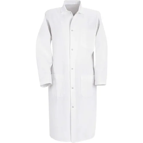 Red Kap® Gripper-Front Butcher Frock W/Inside Top Pocket, White, Polyester/Cotton Twill, 2XL