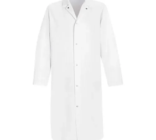 Red Kap® Gripper-Front Butcher Frock W/o Pockets, White, Polyester/Cotton Twill, 2XL