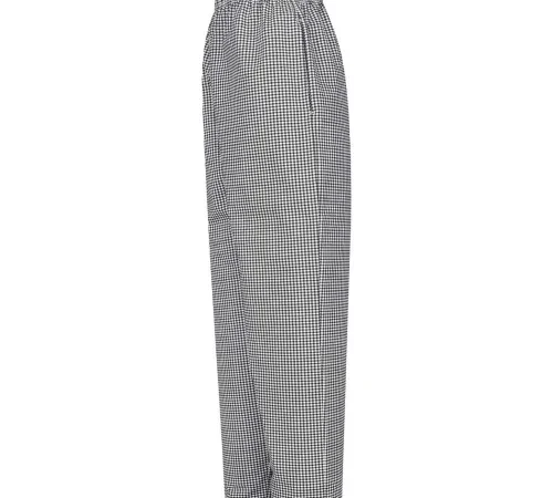 Chef Designs Baggy Chef Pants, Black & White Check, Polyester/Cotton, XL