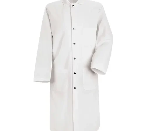 Red Kap® Snap-Front Butcher Coat, Spun Polyester, White, S