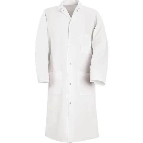 Red Kap® Gripper-Front Butcher Coat W/Exterior Top Pocket, Spun Polyester, White, 4XL