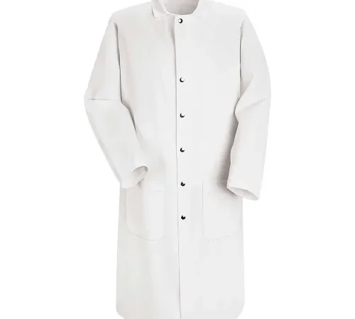 Red Kap® Full Cut Butcher Coat, White, Polyester/Cotton, L