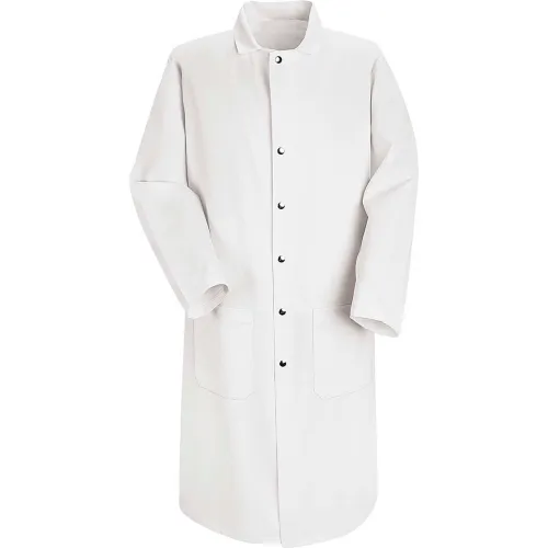 Red Kap® Full Cut Butcher Coat, White, Polyester/Cotton, S