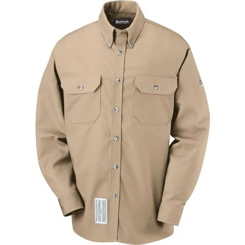EXCEL FR® ComforTouch® FR Dress Uniform Shirt SLU2, Khaki, Size L Long
