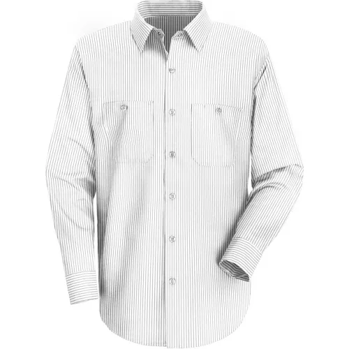 Red Kap® Men's Industrial Stripe Work Shirt Long Sleeve White/Charcoal Stripe Long-XL SP10