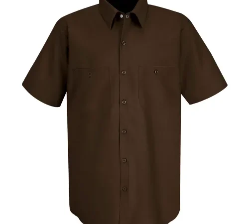 Red Kap® Men's Industrial Work Shirt Short Sleeve Chocolate Brown M SP24