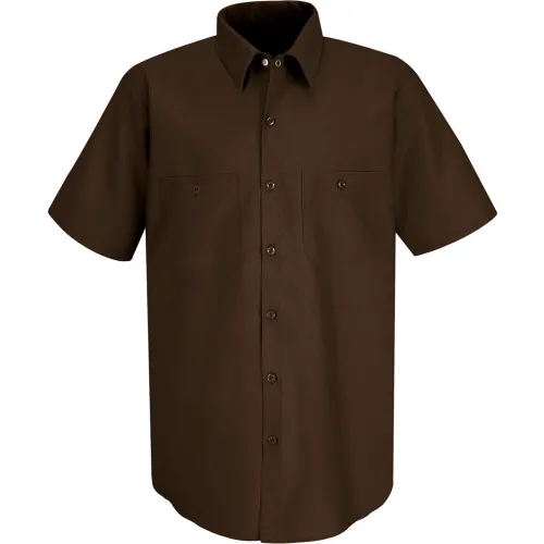 Red Kap® Men's Industrial Work Shirt Short Sleeve Chocolate Brown M SP24