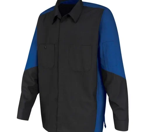 Red Kap® Men's Crew Shirt Long Sleeve Regular-2XL Charcoal/Royal Blue SY10
