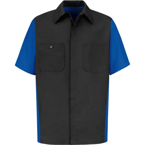 Red Kap® Men's Crew Shirt Short Sleeve S Charcoal/Royal Blue SY20