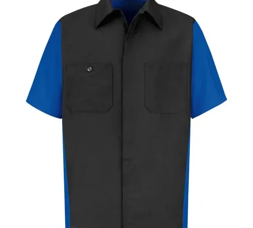 Red Kap® Men's Crew Shirt Short Sleeve 2XL Charcoal/Royal Blue SY20