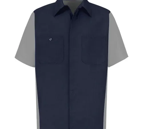 Red Kap® Men's Crew Shirt Short Sleeve Long-XL Navy/Gray SY20