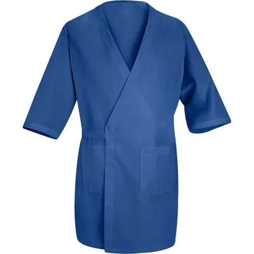 Red Kap® Collarless Butcher Wrap, Royal Blue, Polyester/Combed Cotton, 3XL