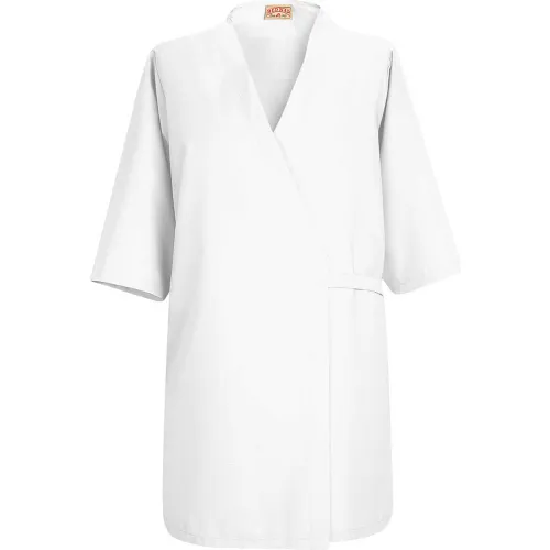 Red Kap® Collarless Butcher Wrap W/o Pockets, White, Polyester/Combed Cotton, 3XL