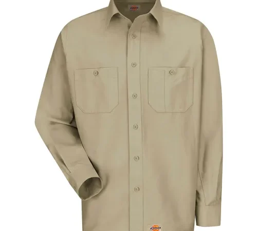 Dickies® Men's Canvas Long Sleeve Work Shirt Khaki Regular-XL-WS10KHRGXL