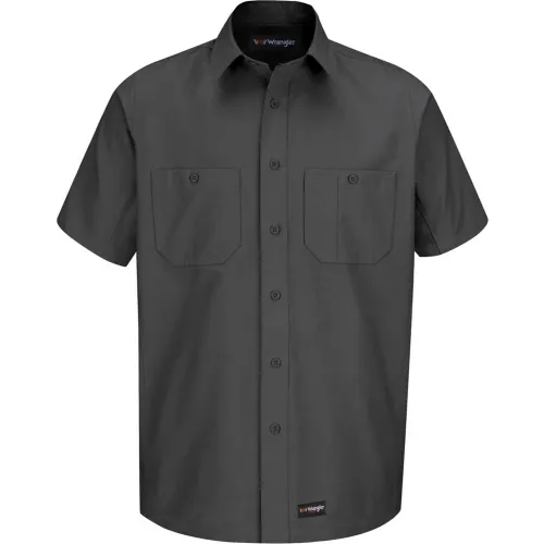 Wrangler® Men's Canvas Short Sleeve Work Shirt Charcoal 4XL-WS20CHSS4XL