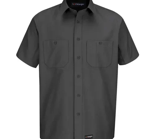Wrangler® Men's Canvas Short Sleeve Work Shirt Charcoal M-WS20CHSSM
