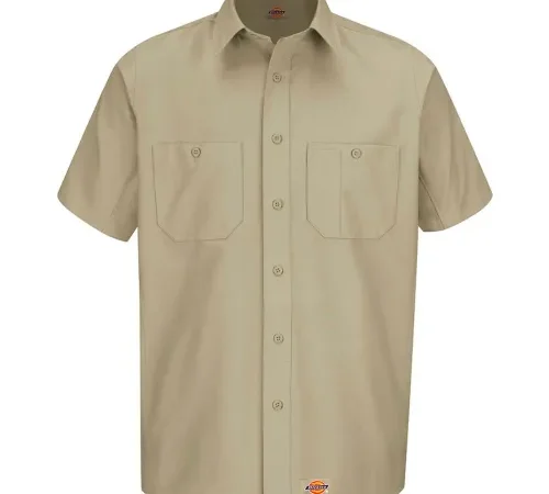 Dickies® Men's Canvas Short Sleeve Work Shirt Khaki L-WS20KHSSL