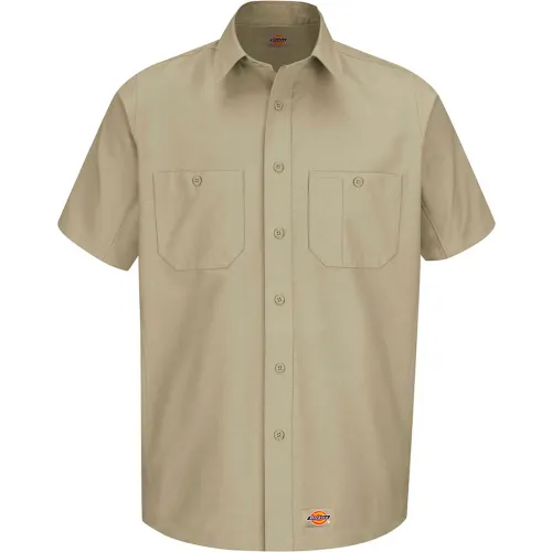Dickies® Men's Canvas Short Sleeve Work Shirt Khaki L-WS20KHSSL