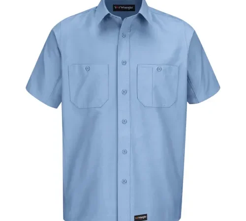 Wrangler® Men's Canvas Short Sleeve Work Shirt Light Blue XL-WS20LBSSXL
