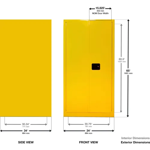 Justrite® Drum Cabinet 55 Gal. Capacity Vertical Manual Close Hazmat Flammable W/ Drum Support - Image 3