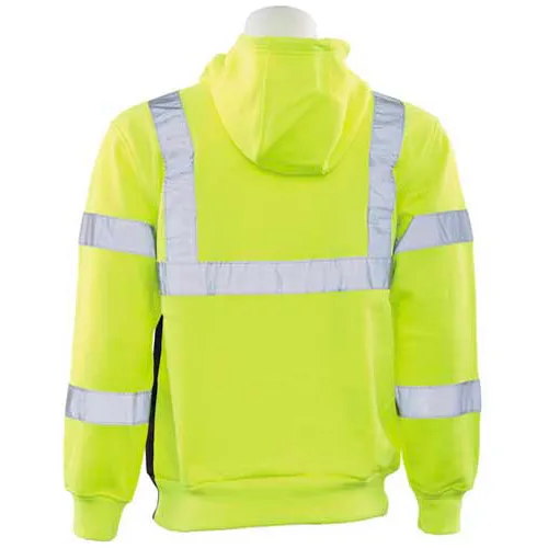 ERB® Aware Wear® W375B Hooded Sweatshirt with Zipper, ANSI Class 3, 2XL, Hi-Viz Lime/Black - Image 2