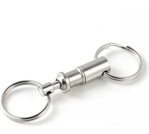 KEY-BAK #1121 Quick Release Pull Apart Key Accessory with 2 Split Rings Chrome Cylinder