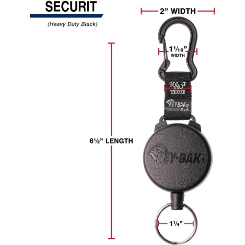 KEY-BAK SECURIT #488B Retractable Key Reel w/48" Kevlar Cord Polycarbonate Case Carabiner Clip - Image 3