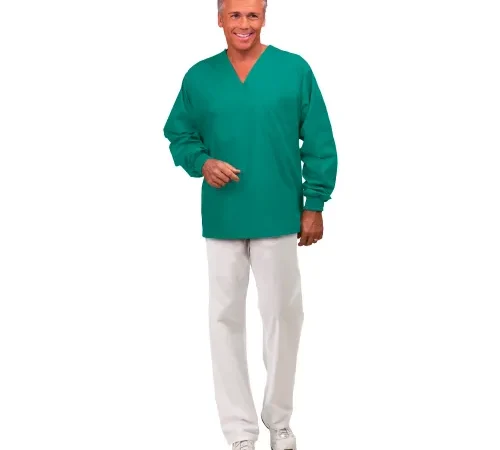 Unisex Long Sleeve Scrub Shirt, Non Reversible, Ciel Blue, L