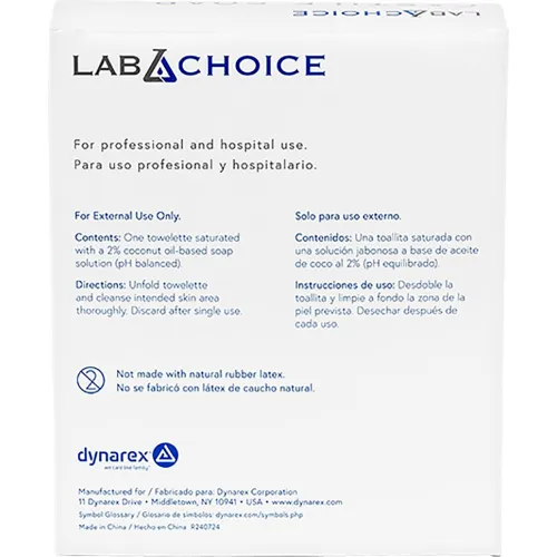 Dynarex® LabChoice Castile Soap Towelettes, 5" x 7", White, Pack of 1000 - Image 3