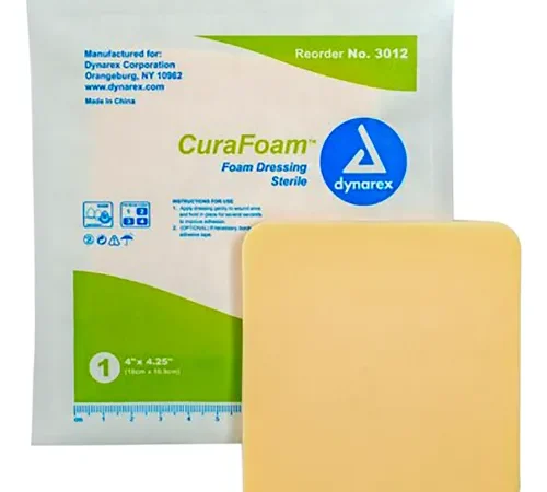 Dynarex CuraFoam™ Foam Dressing Bandage, 4"L x 4-1/4"W, 120 Pcs
