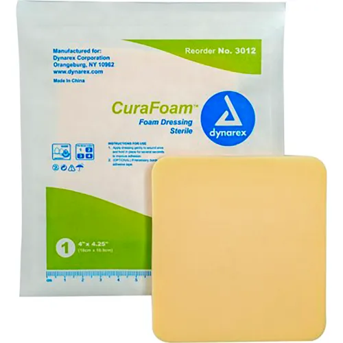 Dynarex CuraFoam™ Foam Dressing Bandage, 4"L x 4-1/4"W, 120 Pcs