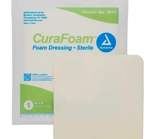 Dynarex CuraFoam™ Foam Dressing Bandage, 6"L x 6"W, 120 Pcs