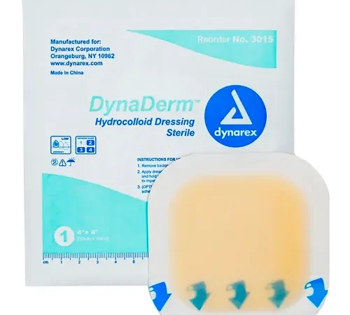 Dynarex DynaDerm™ Thin Hydrocolloid Dressing Bandage, 4"L x 4"W, 120 Pcs