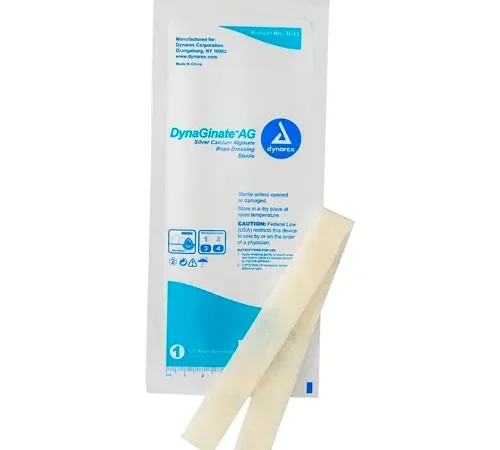 Dynarex DynaGinate™ AG Silver Calcium Alginate Dressing, 12"L x 1/4"W, 50 Pcs