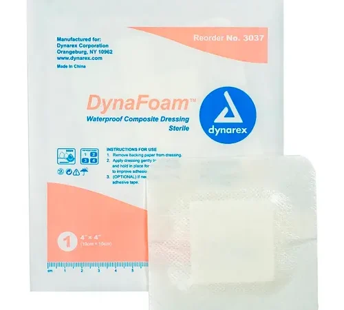 Dynarex DynaFoam™ Waterproof Bordered Foam Dressing, 4"L x 4"W, 120 Pcs
