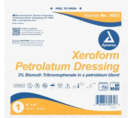Dynarex Xeroform Gauze Dressing, 4"L x 4"W, 100 Pcs