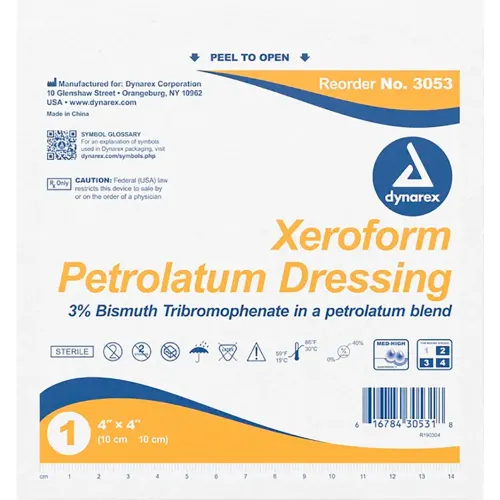Dynarex Xeroform Gauze Dressing, 4"L x 4"W, 100 Pcs