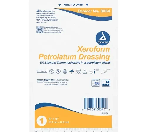 Dynarex Xeroform Gauze Dressing, 5"L x 9"W, 200 Pcs