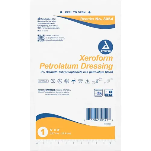 Dynarex Xeroform Gauze Dressing, 5"L x 9"W, 200 Pcs