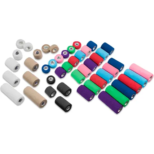 Dynarex Sensi Wrap Self Adherent Bandage Rolls, 2"W x 5 yards, Assorted, 36 Pcs