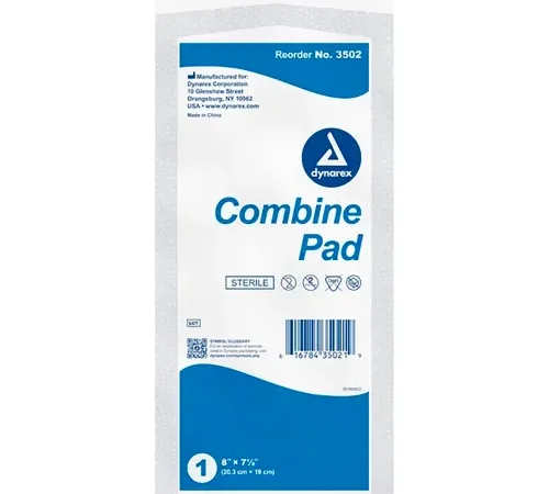 Dynarex Combine Pads, Sterile, 1/Pouch, 8"W x 7-1/2"L, 240 Pcs