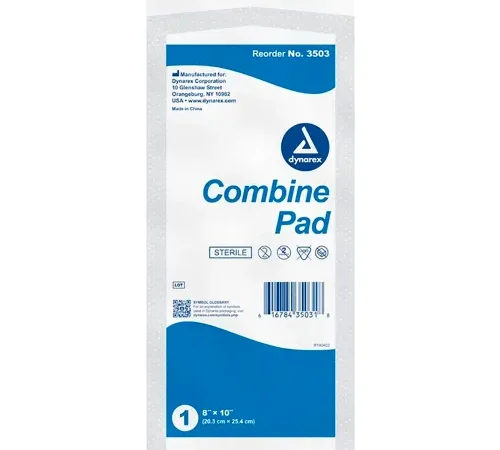 Dynarex Combine Pads, Sterile,1/Pouch, 8"W x 10"L, 360 Pcs