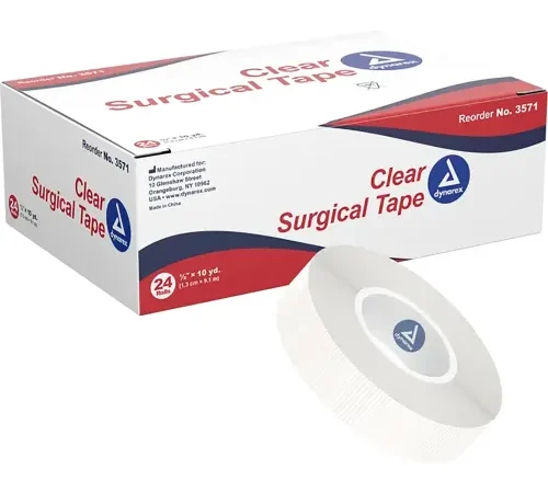Dynarex Transparent Surgical Tape, 1/2"W x 10 yards, Pack of 288