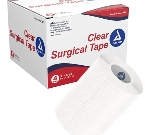 Dynarex Transparent Surgical Tape, 3"W x 10 yards, Pack of 48